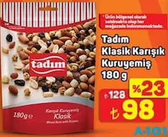 TADIM KLASİK KARIŞIK KURUYEMİŞ 180 GR fiyat ve kampanya bilgisi